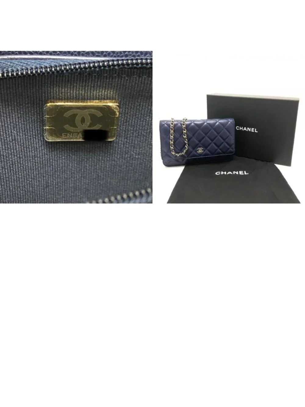 Chanel Shoulder Bag CC Logo Classic Caviar Leather Blue